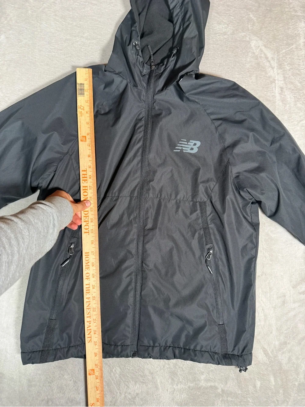 New Balance Black Hooded Windbreaker with Reflective Logo